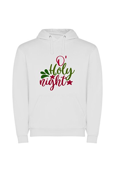 iLovePrints Merry Holly Night Spectacle Φούτερ με κουκούλα σε χρώμα Λευκό