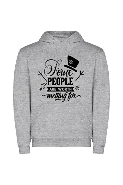 iLovePrints Whimsy of Worded Love Φούτερ με κουκούλα σε χρώμα Γκρι