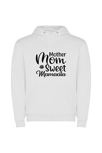 iLovePrints Mamaia's Heartfelt Motherhood Φούτερ με κουκούλα σε χρώμα Λευκό