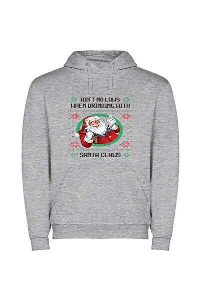 iLovePrints Santa's Daring Arsenal Φούτερ με κουκούλα σε χρώμα Γκρι
