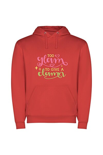 iLovePrints Glowy Glam Hand Drawn Φούτερ με κουκούλα σε χρώμα Κόκκινο