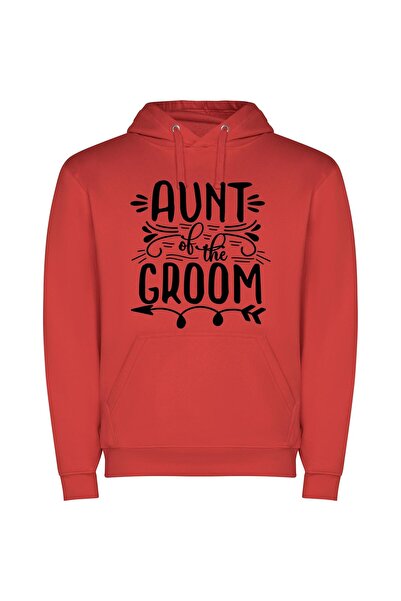 iLovePrints Elegant Groom's Aunt Print Φούτερ με κουκούλα σε χρώμα Κόκκινο