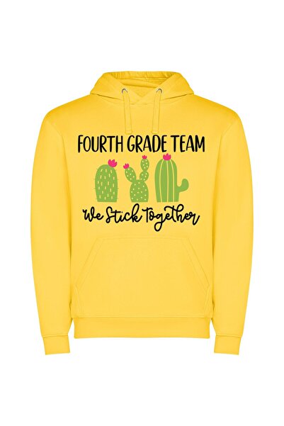 iLovePrints Cacti United: Fourth Grade Φούτερ με κουκούλα σε χρώμα Κίτρινο