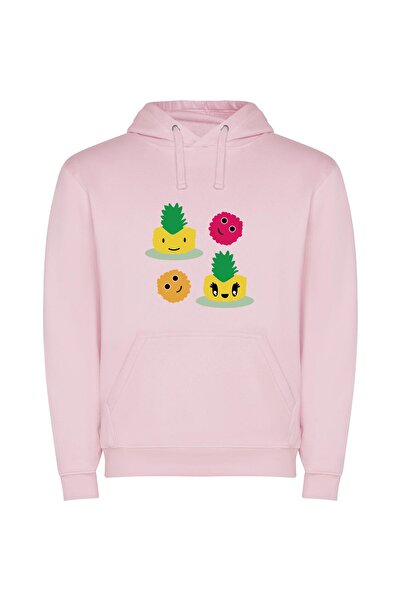 iLovePrints Pineapple Trio: Colorful Cute! Φούτερ με κουκούλα σε χρώμα Ροζ