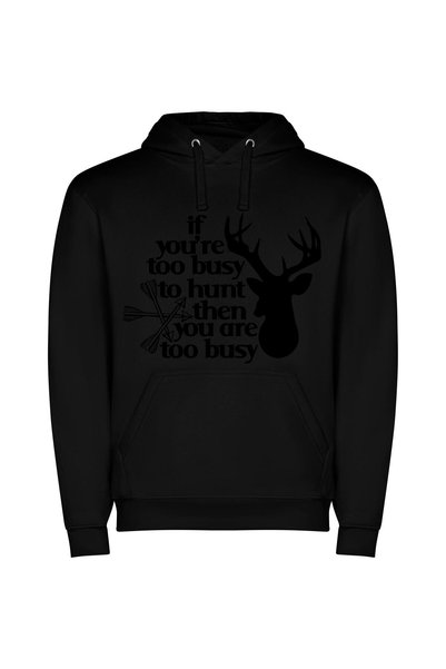 iLovePrints Busy Trophy Hunting Time Φούτερ με κουκούλα σε χρώμα Μαύρο