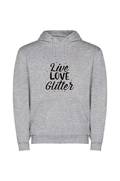 iLovePrints Glamour in Glitter Land Φούτερ με κουκούλα σε χρώμα Γκρι