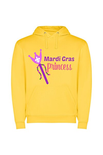 iLovePrints Regal Mardi Gras Princess Φούτερ με κουκούλα σε χρώμα Κίτρινο
