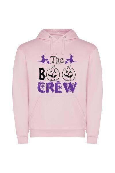 iLovePrints Spooky Halloween Pumpkin Tower Φούτερ με κουκούλα σε χρώμα Ροζ