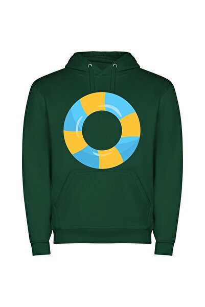 iLovePrints Round Aqua Haven Φούτερ με κουκούλα σε χρώμα Πράσινο