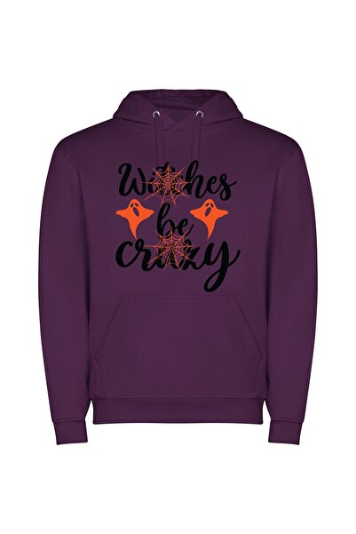 iLovePrints Wicked Whimsy: Haunting Hues Φούτερ με κουκούλα σε χρώμα Μωβ