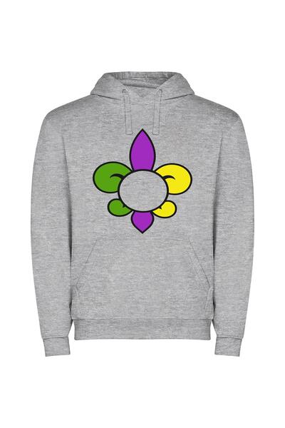 iLovePrints Vivid Floral Symphony Φούτερ με κουκούλα σε χρώμα Γκρι
