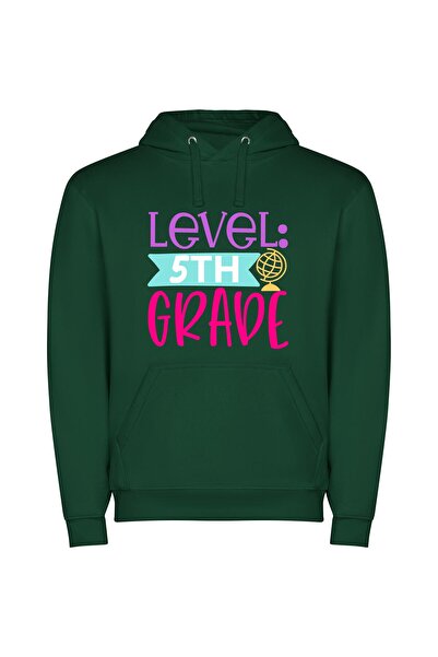 iLovePrints Grade 5 Level Mastery Φούτερ με κουκούλα σε χρώμα Πράσινο