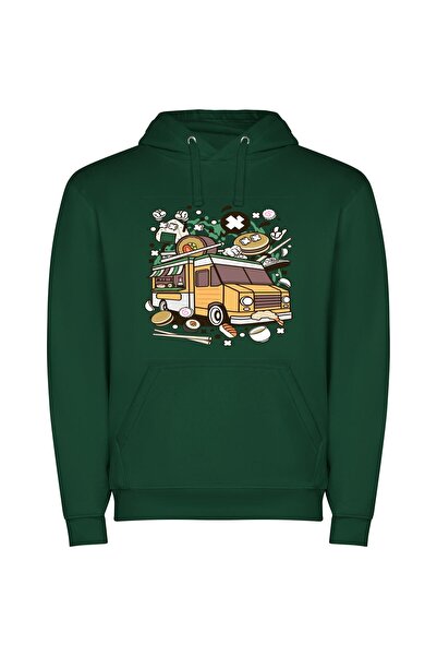 iLovePrints Sushi Wheels: Japanese Food Truck Φούτερ με κουκούλα σε χρώμα Πρά...