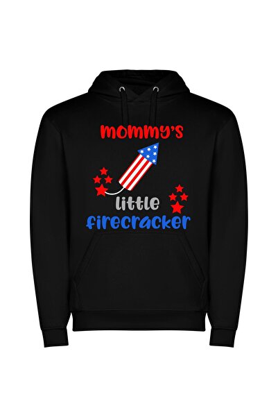 iLovePrints Patriotic Yummy Firecracker Kid Φούτερ με κουκούλα σε χρώμα Μαύρο