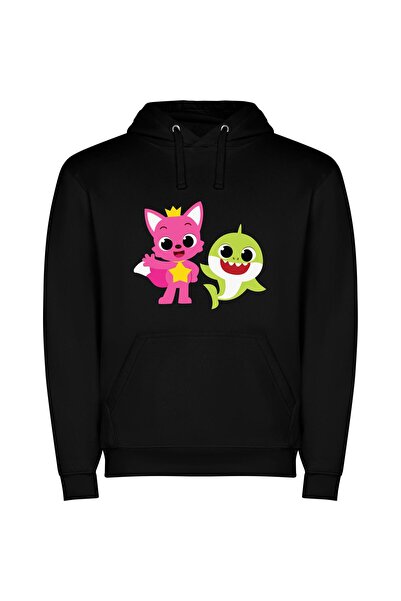 iLovePrints Furry Friends Unite! Φούτερ με κουκούλα σε χρώμα Μαύρο