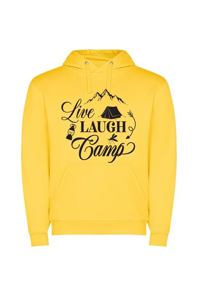 iLovePrints Lively Camp Adventures Φούτερ με κουκούλα σε χρώμα Κίτρινο