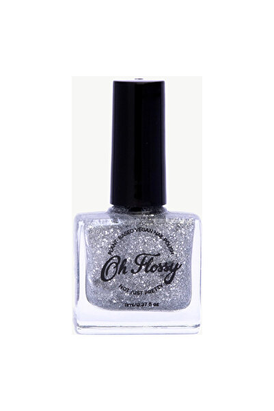 OH FLOSSY Ojă cu sclipici argintiu, 12 ml, sclipici bio, formulă pe bază de p...