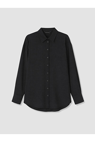 LC Waikiki Black Textured Oversize Women's Shirt