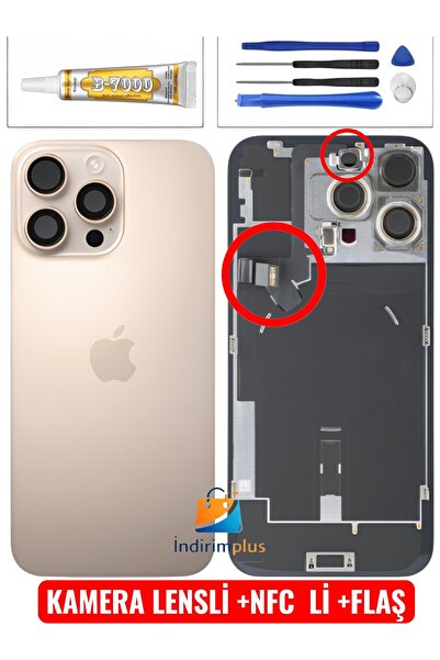 indirimplus iPhone 16 Pro Max Arka Kapak (GOLD RENK )16 Pro Max Arka Pil Kapa...