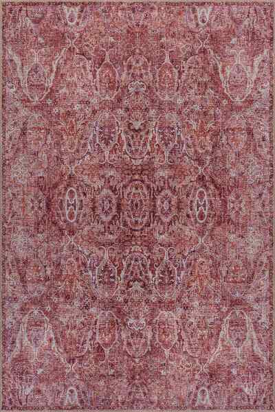 ARTLOOP Folk Mürdüm Pembe Vintage Klasik Madalyon Desenli Dokuma Tabanlı Şöni...