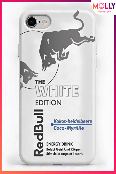 Molly iPhone 7/8 İçin Beyaz Redbull The White Edition Desenli İçi Kadife Sili...