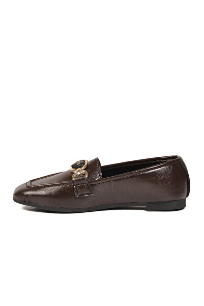 AYAKMOD Women's Brown Leather Look Loafer Shoes Classic Office Shoes 310 Z