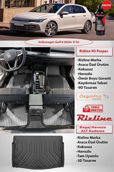 Rizline Premıum Volkswagen Golf 8 2020 ve Sonrası 9D Premıum Paspas ve 3D Bag...