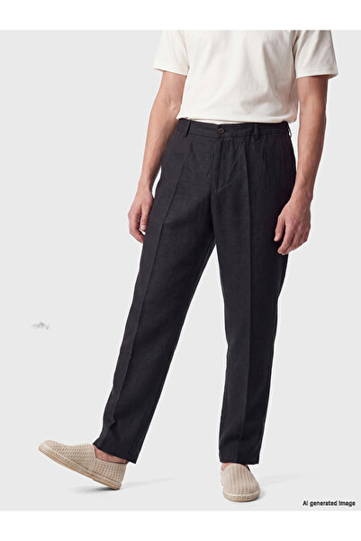 LC Waikiki Peak New Season Black Regular Fit 100% Linen Men's Trousers