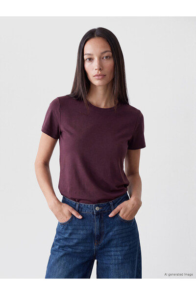 LC Waikiki Plum Crew Neck Soft Touch Women's T-Shirt