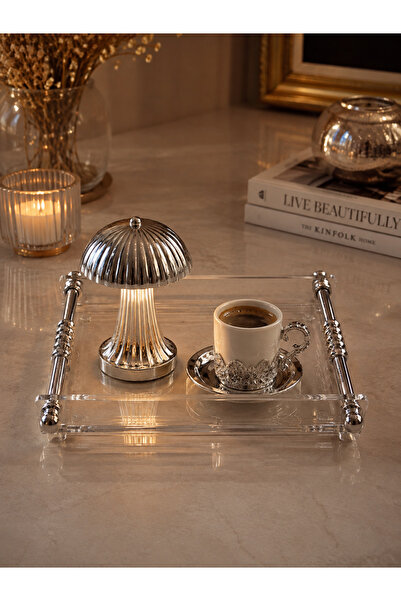 innossa pleksi dekorasyon Burgu Model Shiny Silver Presentation Tray