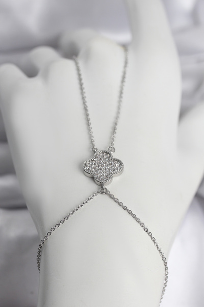 Epilons Brass Silver Color Clover Model Women's Şahmeran