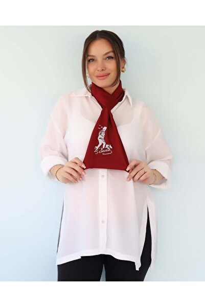 Elit Scarf Ataturk Printed Solid Color Scarf