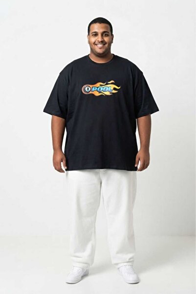 Gutty تي شيرت رجالي مطبوع أسود 100% قطن مقاس كبير - 3XL 4XL 5XL 6XL 7XL 8XL 9...