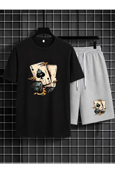 CLOTHES33 SET 2 PIESE: TRICOU ȘI PANTALONI SCURȚI, SUBȚIRE, DE VARĂ, CARE ABS...