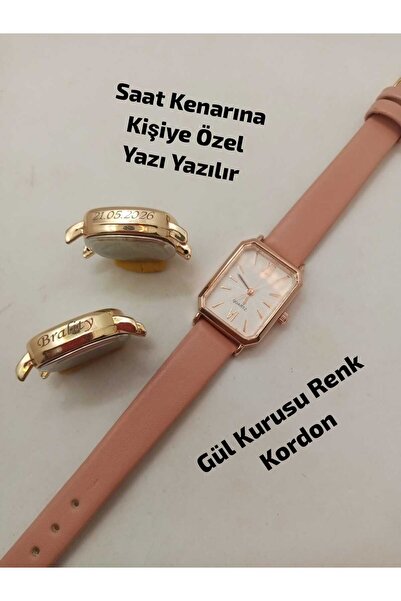 Brality SAAT KENARINA KİŞİYE ÖZEL YAZI YAZILIR , Vintage Tasarım ROSE RENK Ka...