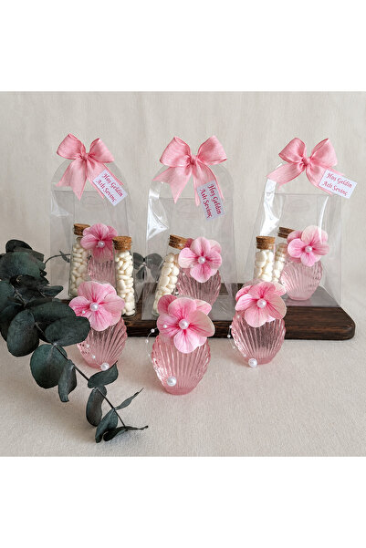 Florena Design Kişiye Özel 10 Adet Kolonya Hediyeliği | Pembe Çiçek Dekorlu |...