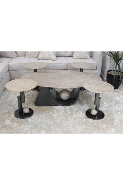 GLAMOURE HOME طقم طاولات خدمة وضيافة فاخر بتصميم مودرن عصري (5 قطع) ذو قواعد ...