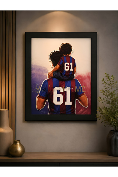 EVİMDM Galatasaray Taraftar Dekoratif Çerçeveli Tablo 30x38 cm – Baba Çocuk 1...