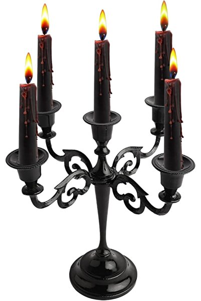 RELYE RELY+ 5 Arm Matte Black Candelabra Taper Candle Holders Christmas Decor...