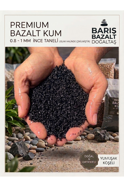 Barış bazalt doğaltaş Premium Siyah Bazalt Kum 10 KG - 0.8-1 mm Doğal Siyah Akvaryum Kumu