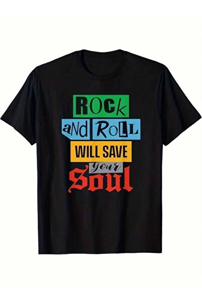 KYMC07 Vintage Black T Shirt Multicolored Music Logo Print Rock Roll Will Sav...