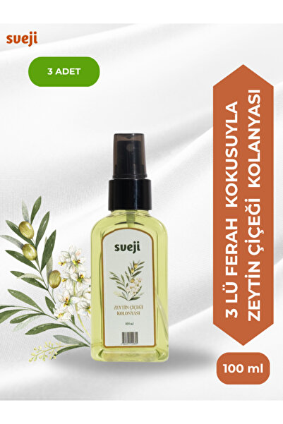 3'lü 100 ml Zeytin Çiçeği Kolonyası Sprey Çanta Boy Ferahlatıcı Kolonya Seti