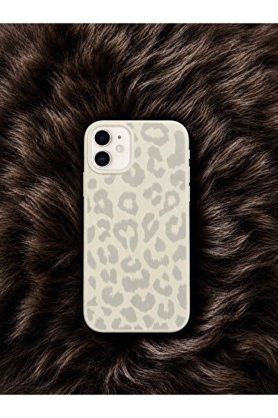 Iphone 11 Uyumlu Açık Bej Rengi Leopar Desenli Kılıf, Özel Tasarım Kamera Korumalı ve Darbe Emici Yapısıyla