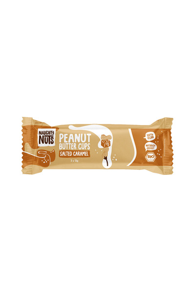 Naughty Nuts Unt de arahide vegan organic și praline cu caramel sărat 3 x 13 g