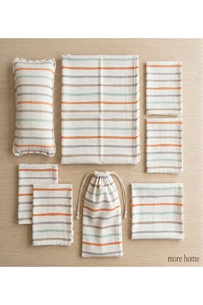 MORE HOME Baby Muslin Cloth Blanket Set 7 Pieces with Stripe Pattern