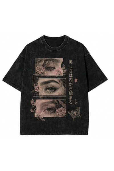 bellanova Vintage Washed Smoked Printed Oversize T-Shirt