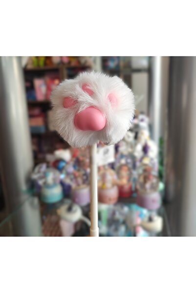 ada çanta kırtasiye Pom Pom Plush Ballpoint Pen with Paw Print (1 Piece) Yb98...