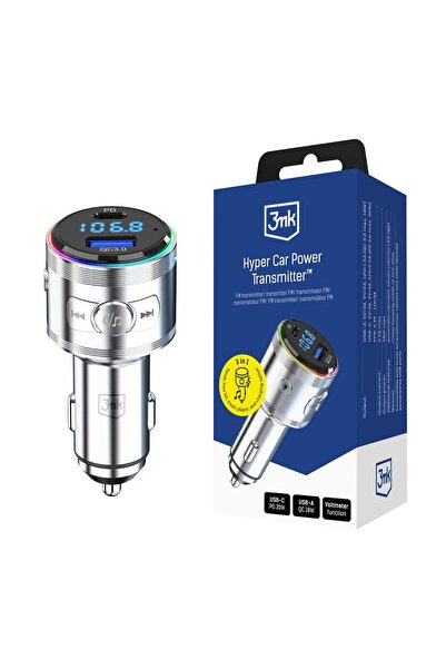 3MK Încărcător auto Hyper Car 48W QC PD PPS USB 1C1A Argintiu