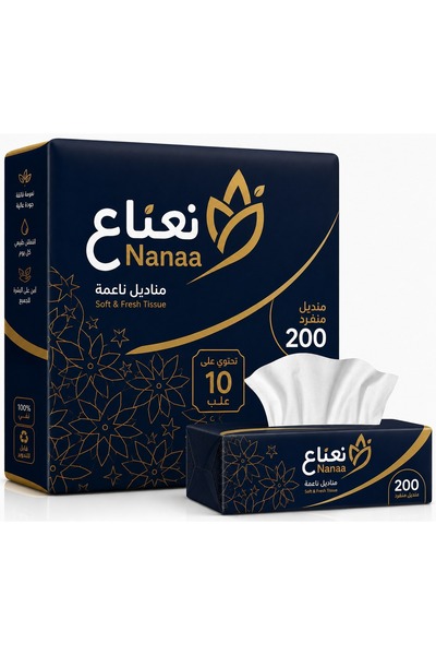 Generic Brand مناديل ورقية - 10 عبوات - 200 ورقة لكل عبوة - طبقتين |   مناديل...