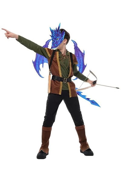 GGEROU 3PCS Dragon Costume Cosplay Costume for Kids Dinosaur Wings Tail Mask ...